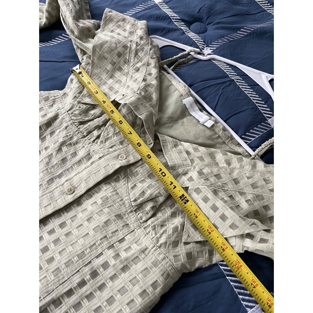 Jonathan Simkhai Paulina Windowpane Cotton Silk Top in Celadon Size XS - Picture 8 of 10